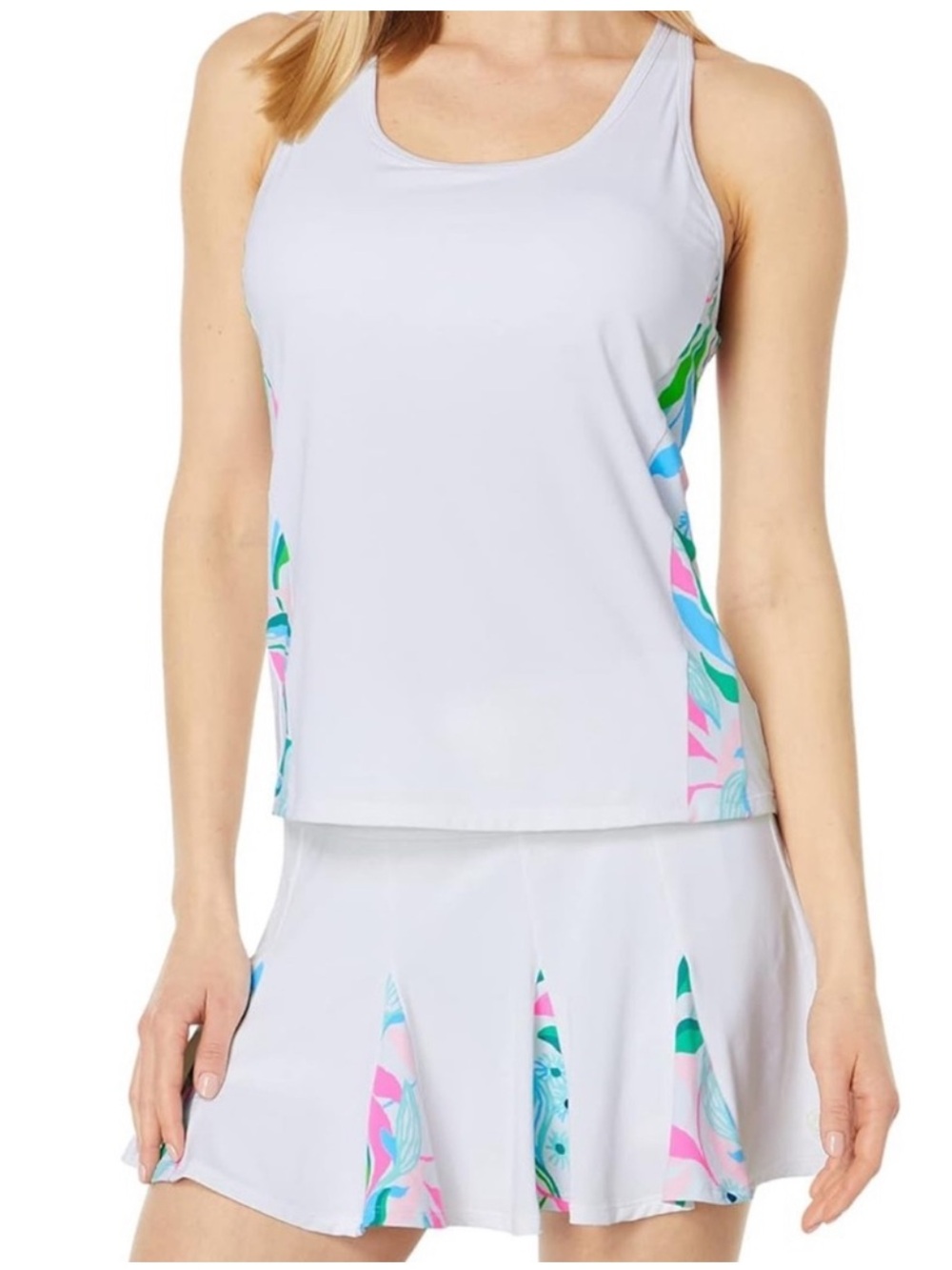 NWT Lilly Pulitzer Luxletic Asana Bra Tank UPF 50+ in Resort White Holding Court